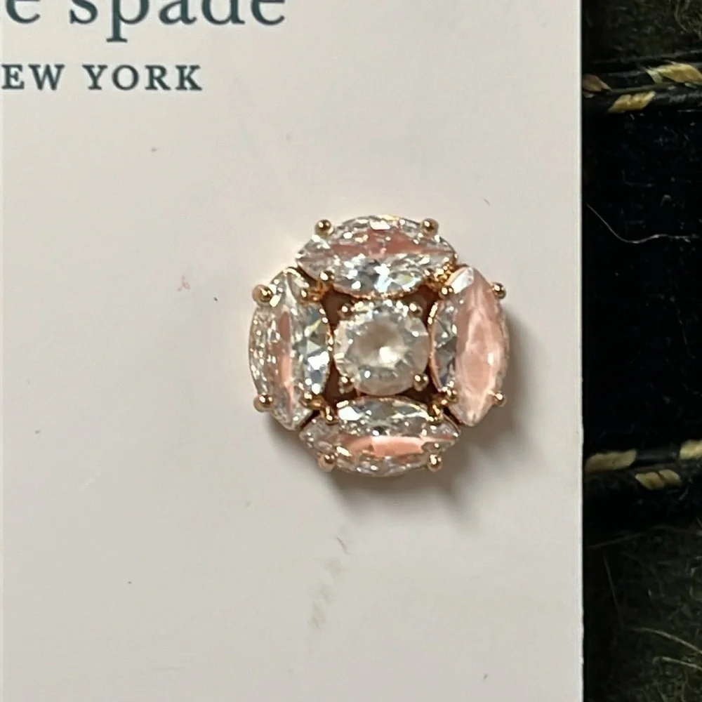 Brand New Kate Spade Flying Colors Blush Post Earrings Marquise Cluster Studs